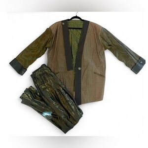 Vintage Handmade Green Art to Wear Women’s Pantsuit Jacket & Pants Set, Nadya